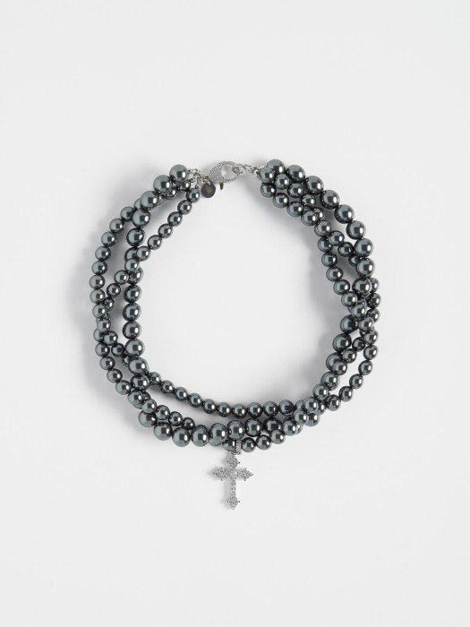 Колье "Trio cross gray" Silver
