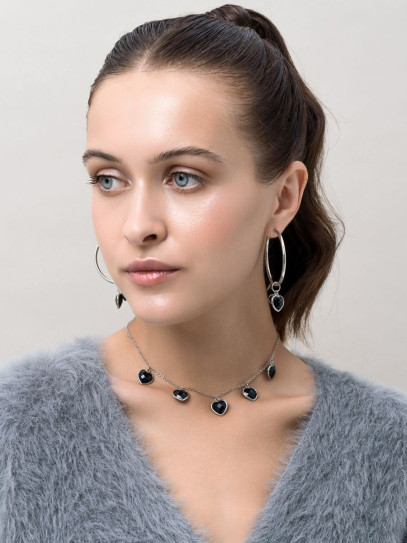 Чокер "Amour" с черным агатом Silver