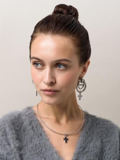 Чокер "Black Cross" Silver