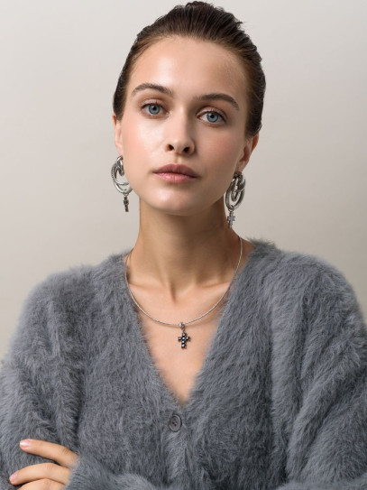 Чокер "Black Cross" Silver