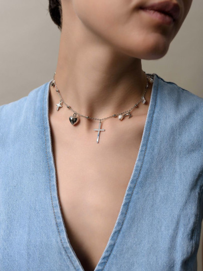Чокер "Cross" с жемчугом