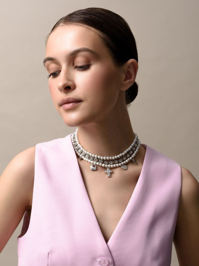 Чокер "Delicacy Shine" cotton pearl White