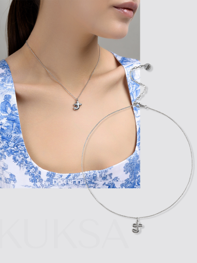 Колье "Simple words T" Silver