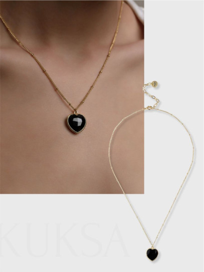 Колье "Lovely" с черным агатом Gold