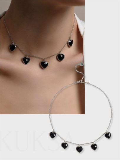 Чокер "Amour" с черным агатом Silver